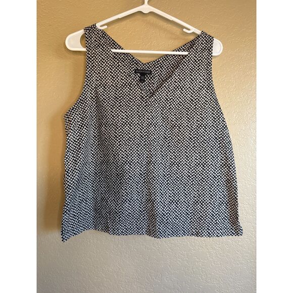 Eileen Fisher Boxy Razor Back Tank Top Black White Cream Womens Small Cotton - Picture 1 of 5